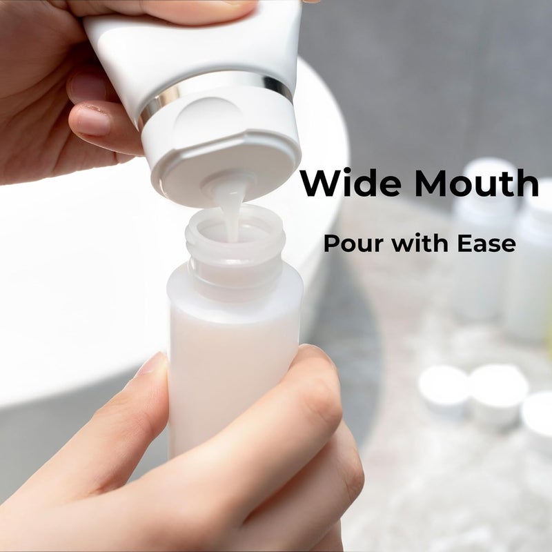 SELECTSHEN 2oz TSA Approved Translucent Squeeze Bottles with Fliptop & Extra Screw Caps, Set of 4, Leak Proof, FDA Compliant. Safe for Premium Costmetic, Shampoo, Conditioner and DIY projects. (HDPE FlipTop) - Image 3